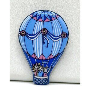 Michaela Frey Pink Blue White‎ People In Hot Air Balloon Pin Brooch Austria